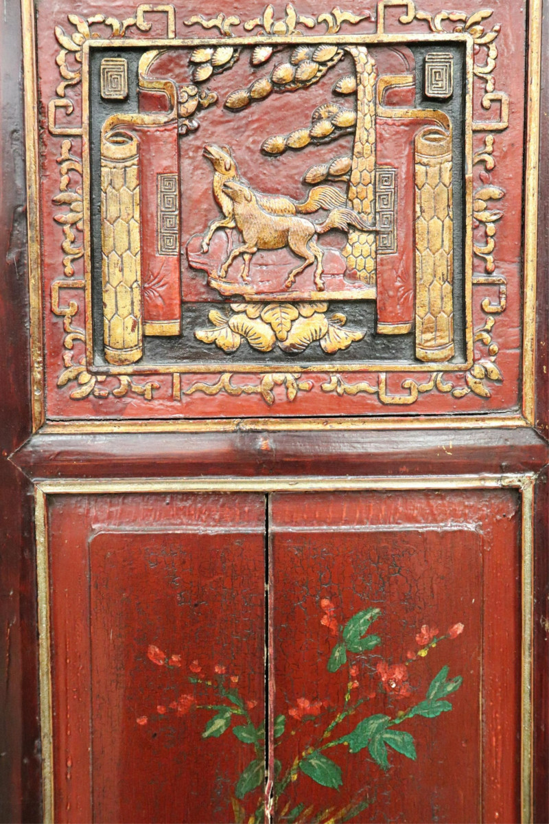 Asian Wood Carved Gilt Lacquered Cabinet