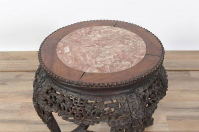 Chinese Carved Marble Top Table 19thearly 20th C