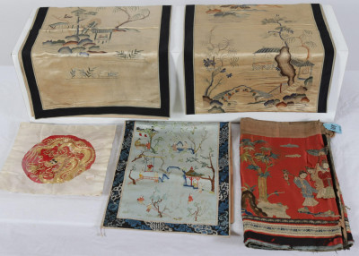 Antique Vintage Asian Embroidered Silk Textiles