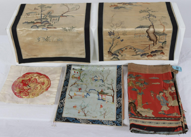 Antique Vintage Asian Embroidered Silk Textiles