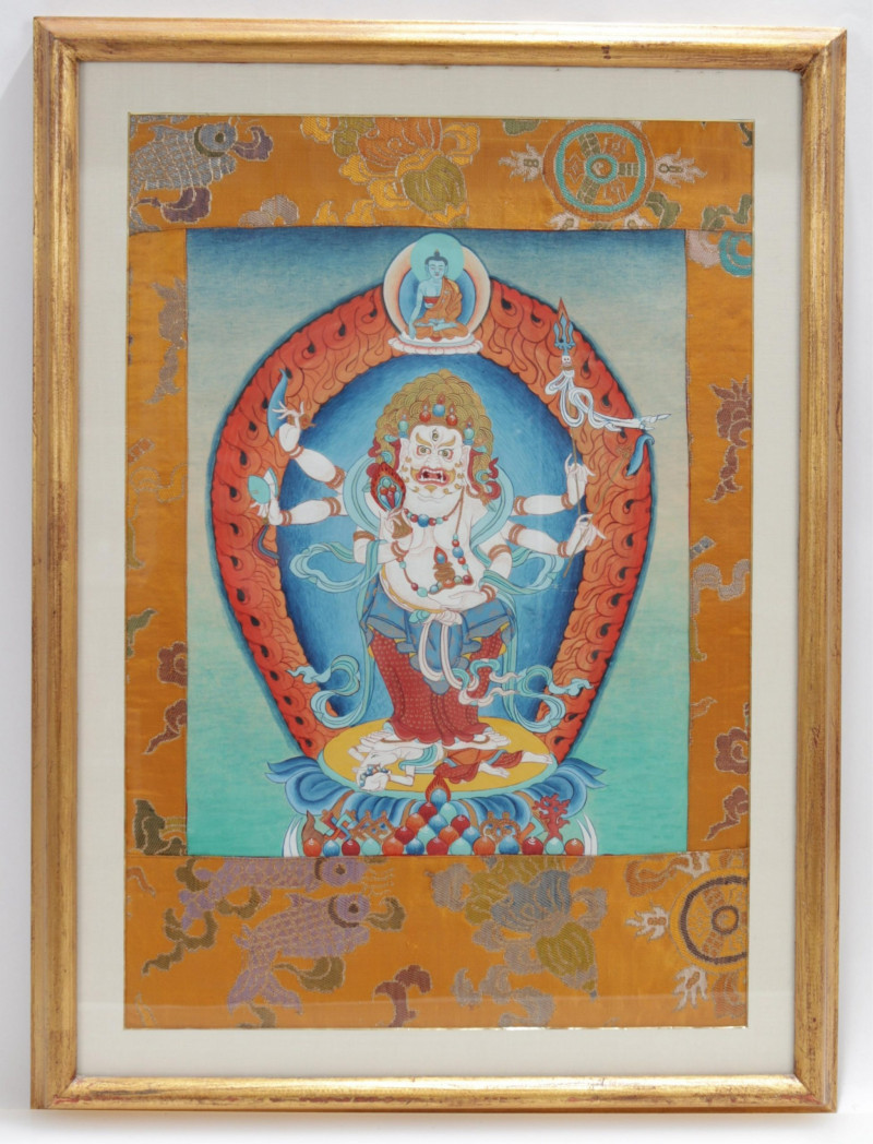3 Tibetan Thangka 2 painted one woven