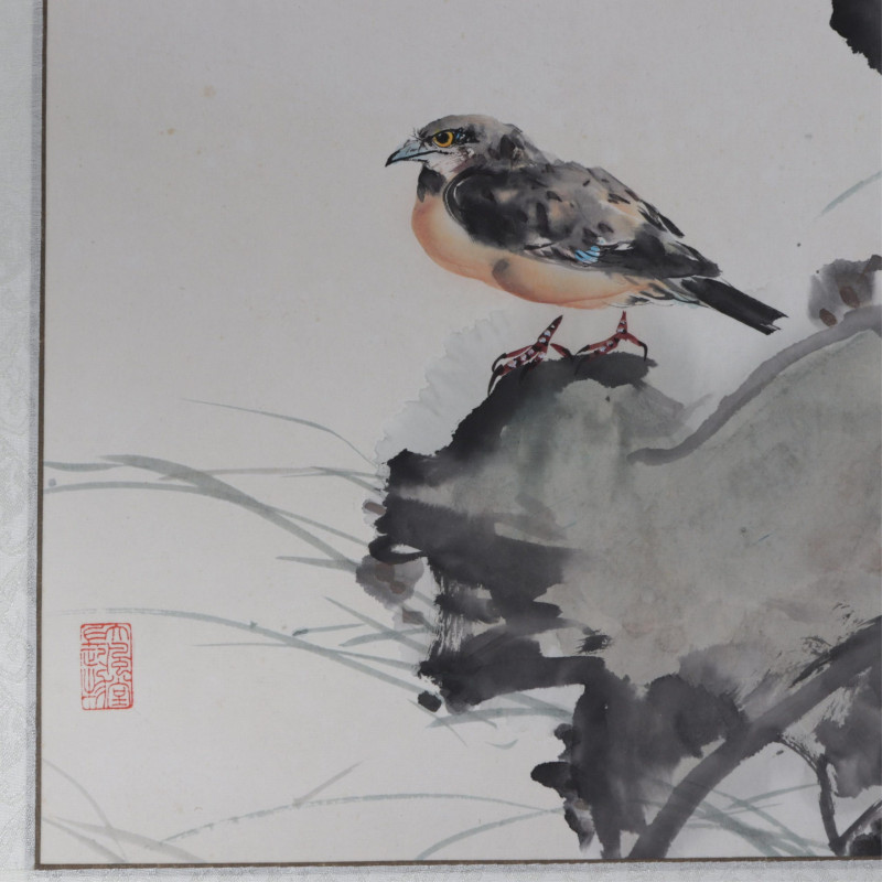 Chinese Painting of Bird and Lotus Flower 20th C
