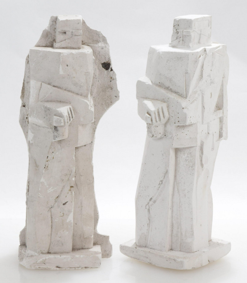 Pair Cubist Form Plaster Molds Style of Lipchitz