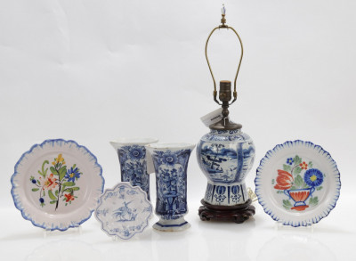 Image for Lot Pair of Delft Tulip Vases Vase as Lamp