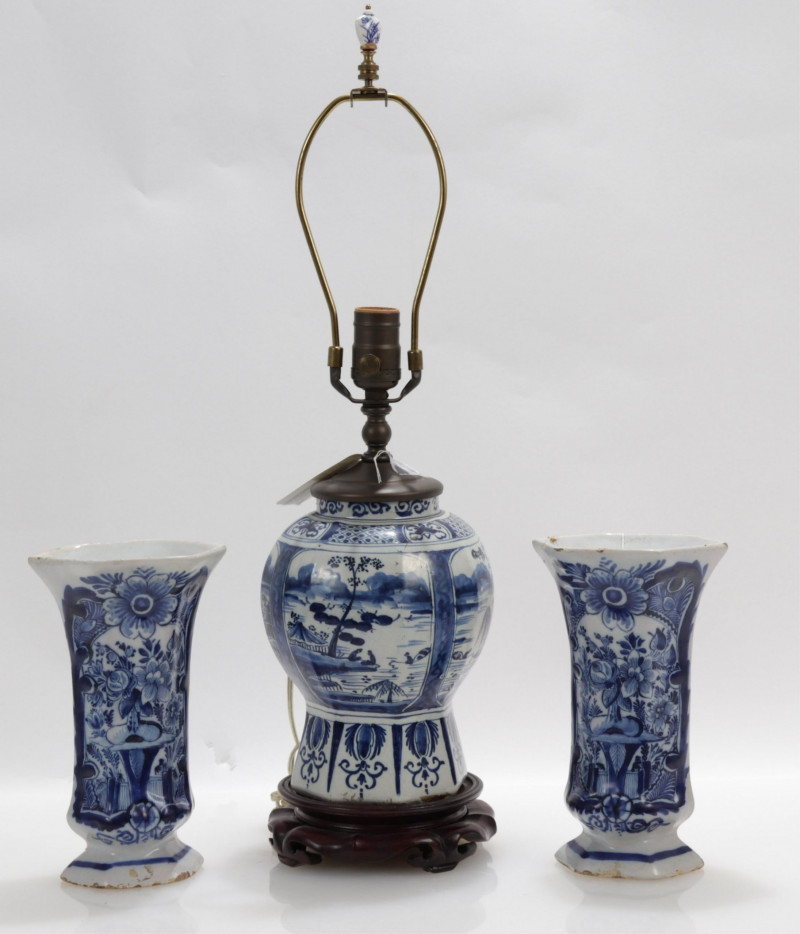 Pair of Delft Tulip Vases Vase as Lamp