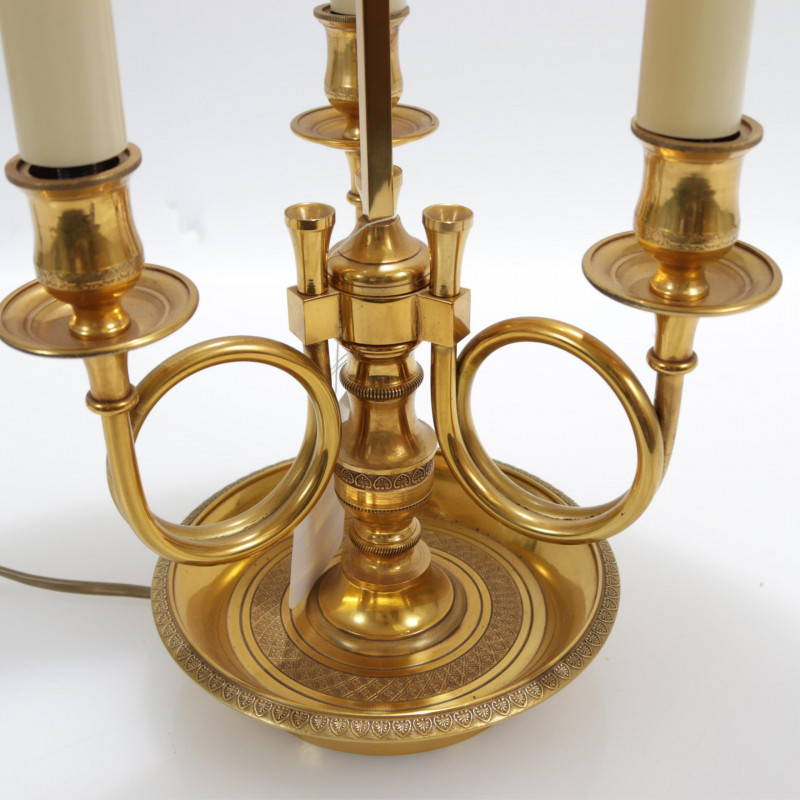 2 Brass Lamps Bouillotte and Faux Marble