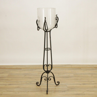 Image for Lot Wrought Iron/Glass Torchiere