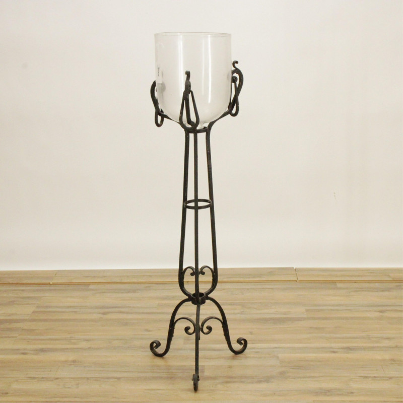 Wrought Iron/Glass Torchiere