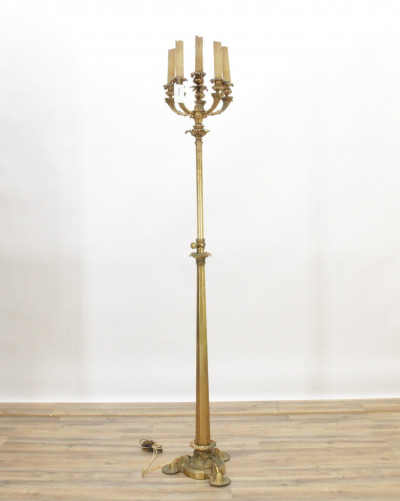 Victorian Gilt Brass Telescoping Floor Lamp 19 C
