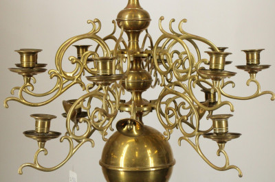 Dutch Style Brass Twelve True Candle Chandelier