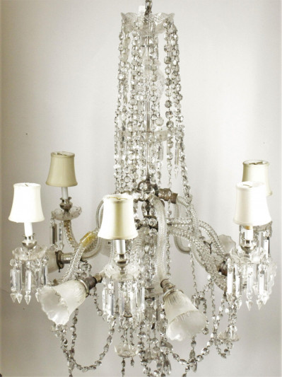 Image for Lot Victorian Molded Cut Glass 6Light Chandelier