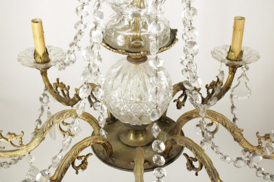 Victorian Gilt Brass Cut Glass 8Light Chandelier