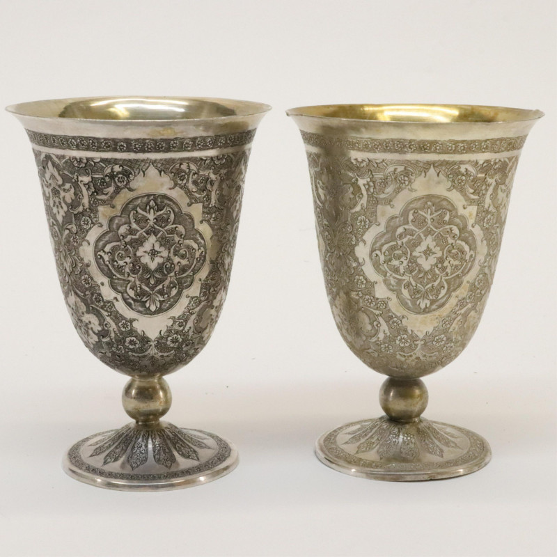 Set of Six Iranian Silver Wine Cups