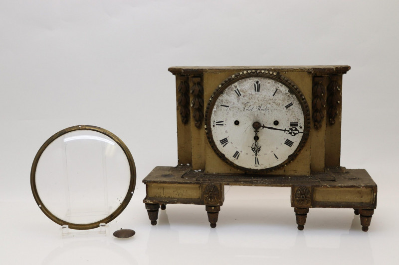 Swedish Neoclassic Gilt Cream Clock 19th C