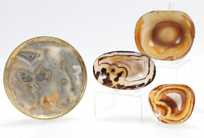 Image for Lot Three Modern Agate Bowls and Stone Plate