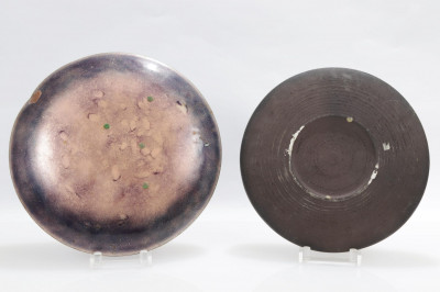 4 Enameled Copper and Enameled Ceramic Plates