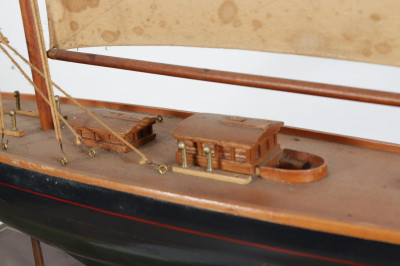 Vintage Wooden Sailboat Scale Model