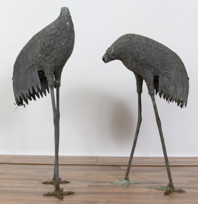 Image for Lot Two Bronze Cranes