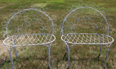 Image for Lot Pair of Vintage Daisy Form Metal Chairs