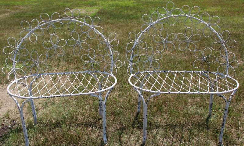 Pair of Vintage Daisy Form Metal Chairs
