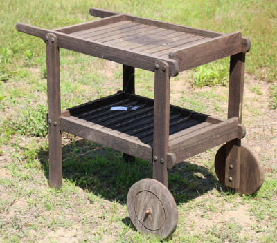 Image for Lot Smith Hawken Teak Patio Cart labeled
