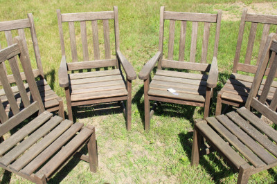 Set of 6 Teak Patio Dining Chairs