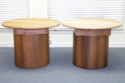 Image for Lot Pair Mid Century Walnut Pedestal Bases