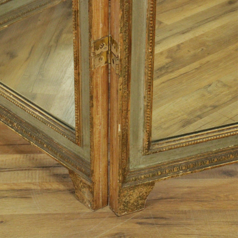 Louis XVI Style 3 Panel Mirrored Painted Screen
