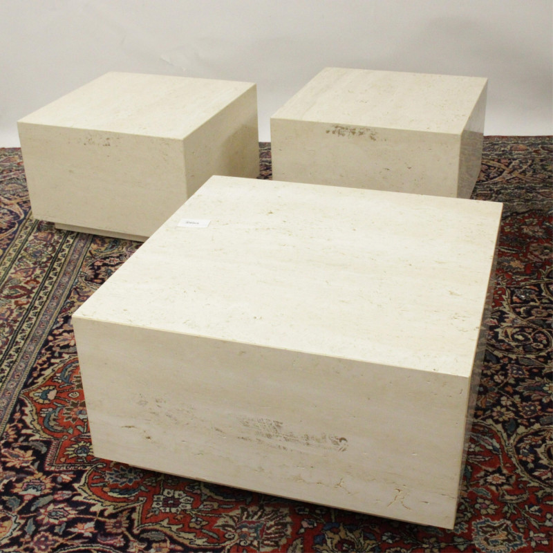 3 Travertine Cube Tables