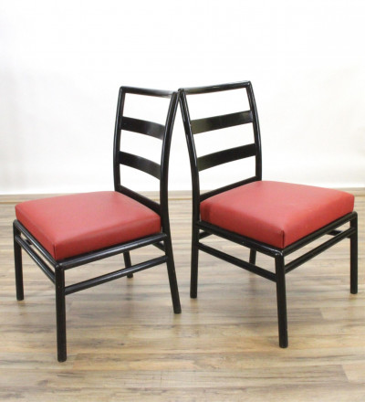 6 Robsjohn Gibbings Black Lacquer Dining Chairs