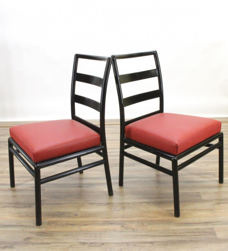 6 Robsjohn Gibbings Black Lacquer Dining Chairs