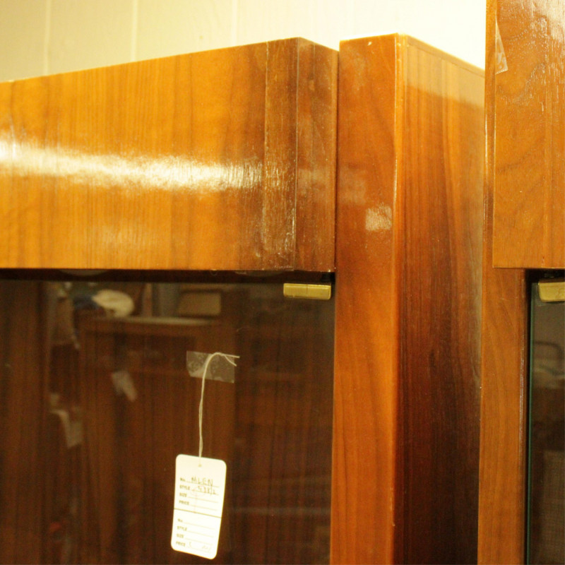 Pair of 1970's Walnut Glass Display Cabinets