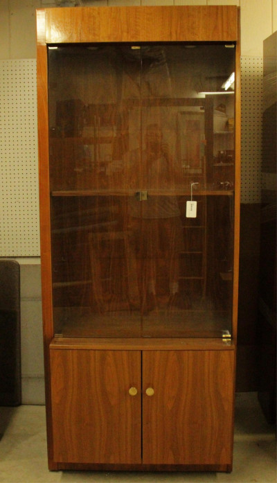 Image for Lot 1970s Walnut and Glass Display Cabinet