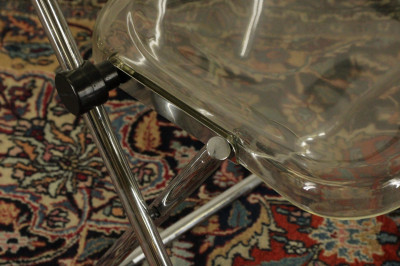 Set of 4 Kartell Style Chrome Lucite Chairs