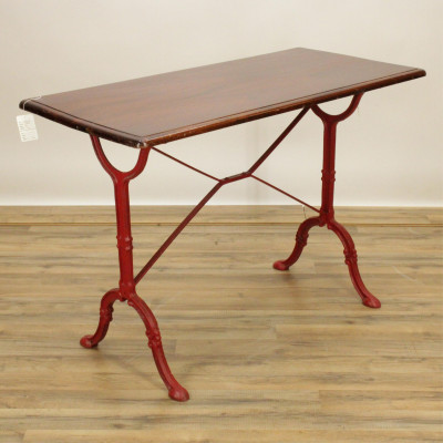 Image for Lot Victorian Red Painted Cast Iron Mahogany Table