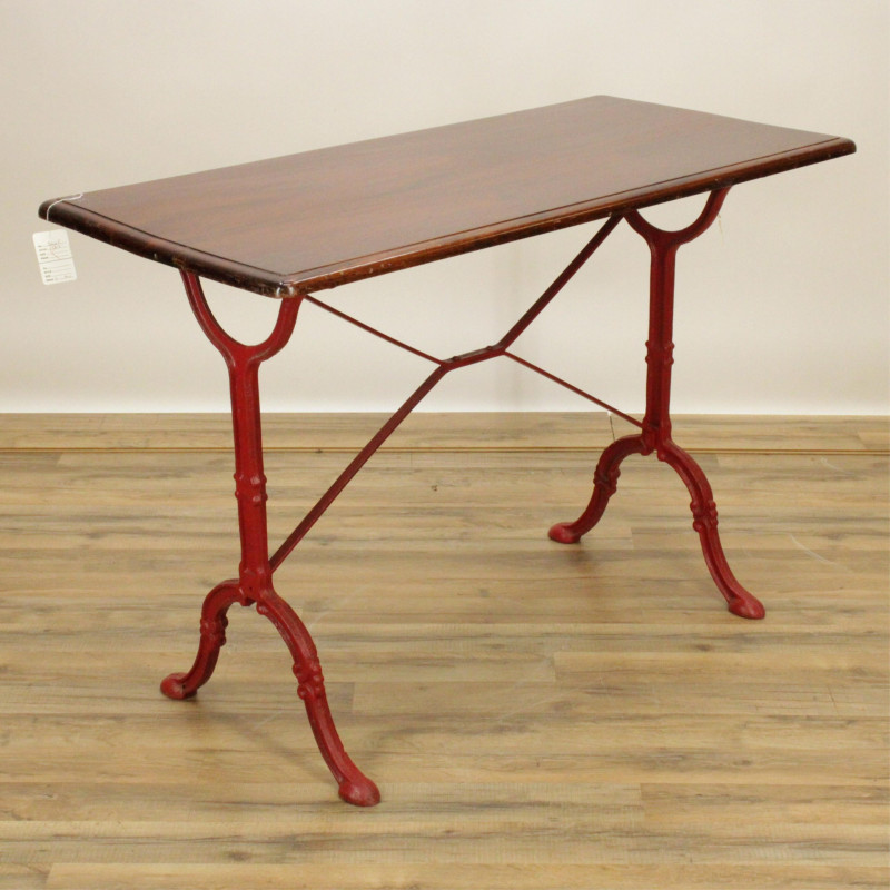 Victorian Red Painted Cast Iron Mahogany Table