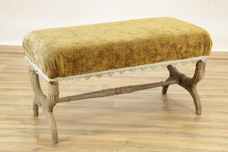 Classical Carved Wood Curule Form Bench