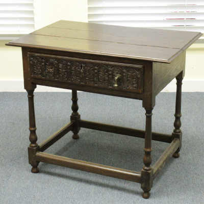 Image for Lot English Baroque Style Oak Side Table