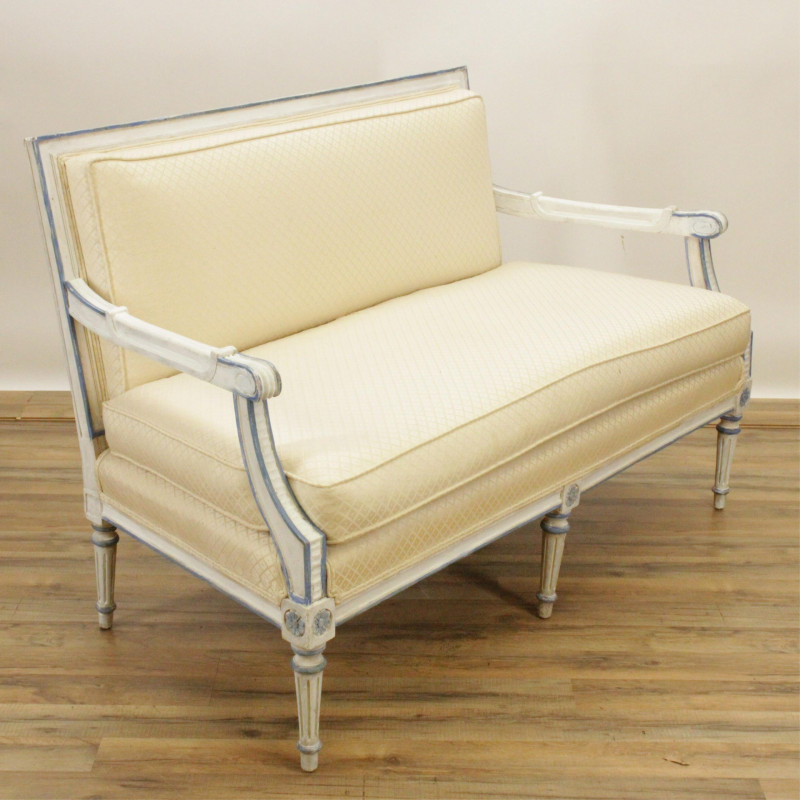 Louis XVI Style White Painted Settee