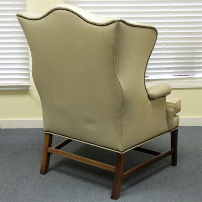 Baker Leather Upholstered Wing Armchair