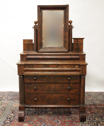 Image for Lot American Classical Mahogany Chest/Vanity 19 C