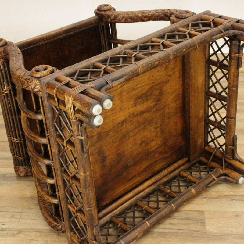 Regency Style Rattan and Bamboo End Table