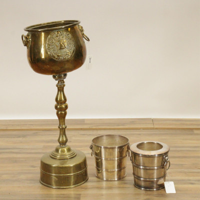 Image for Lot Brass Floor Model Champagne Bucket Pails 19 C