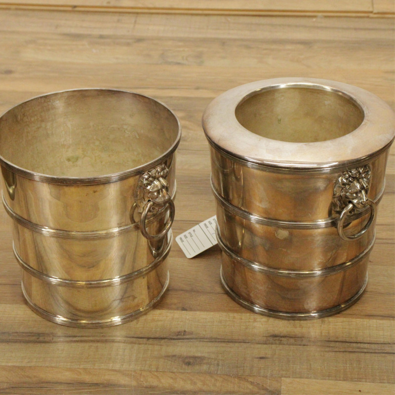 Brass Floor Model Champagne Bucket Pails 19 C