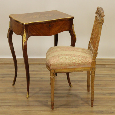 Image for Lot Louis XV Dressing Table Louis XVI Chair 19/20 C
