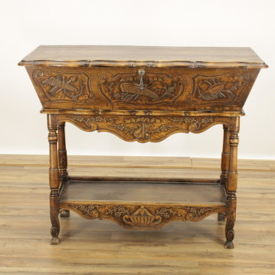 Image for Lot French Provincial Style Stained Pine Dough Table