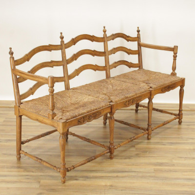 French Provincial Style Fruitwood Bench
