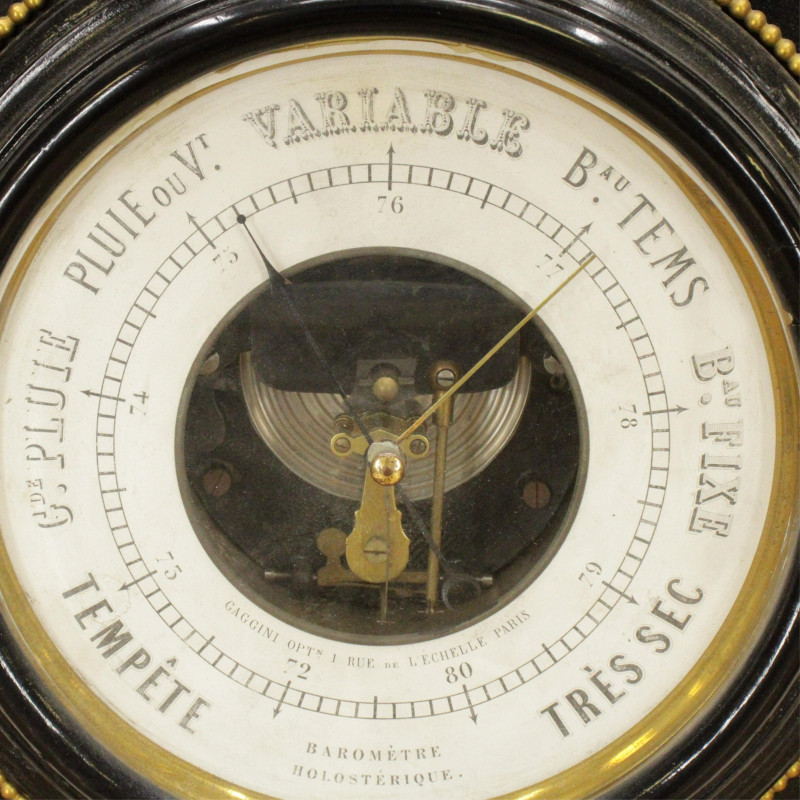 Louis XVI Style Lacquer Barometer/Thermometer