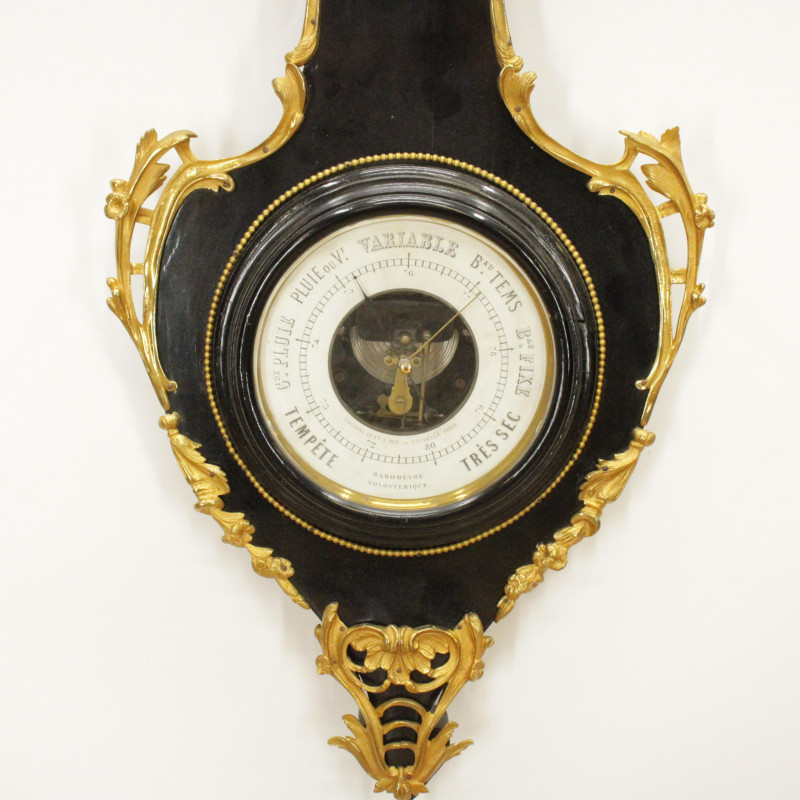 Louis XVI Style Lacquer Barometer/Thermometer