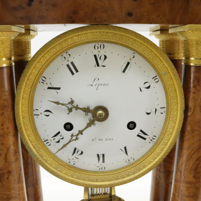 Charles X Ormolu Burl Mantel Clock 19th C